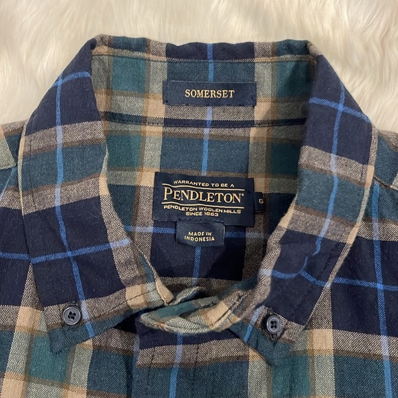 Pendleton Somerset Shirt Button Up Check Cotton Wool Long Sleeve Men Size L - Picture 5 of 9